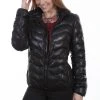 Scully Womens Black Leather Puffer Jacket