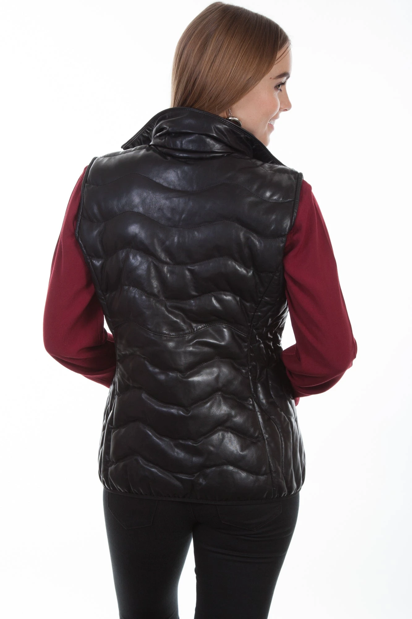 Scully Womens Black Soft Lamb Puffer Vest - Image 3
