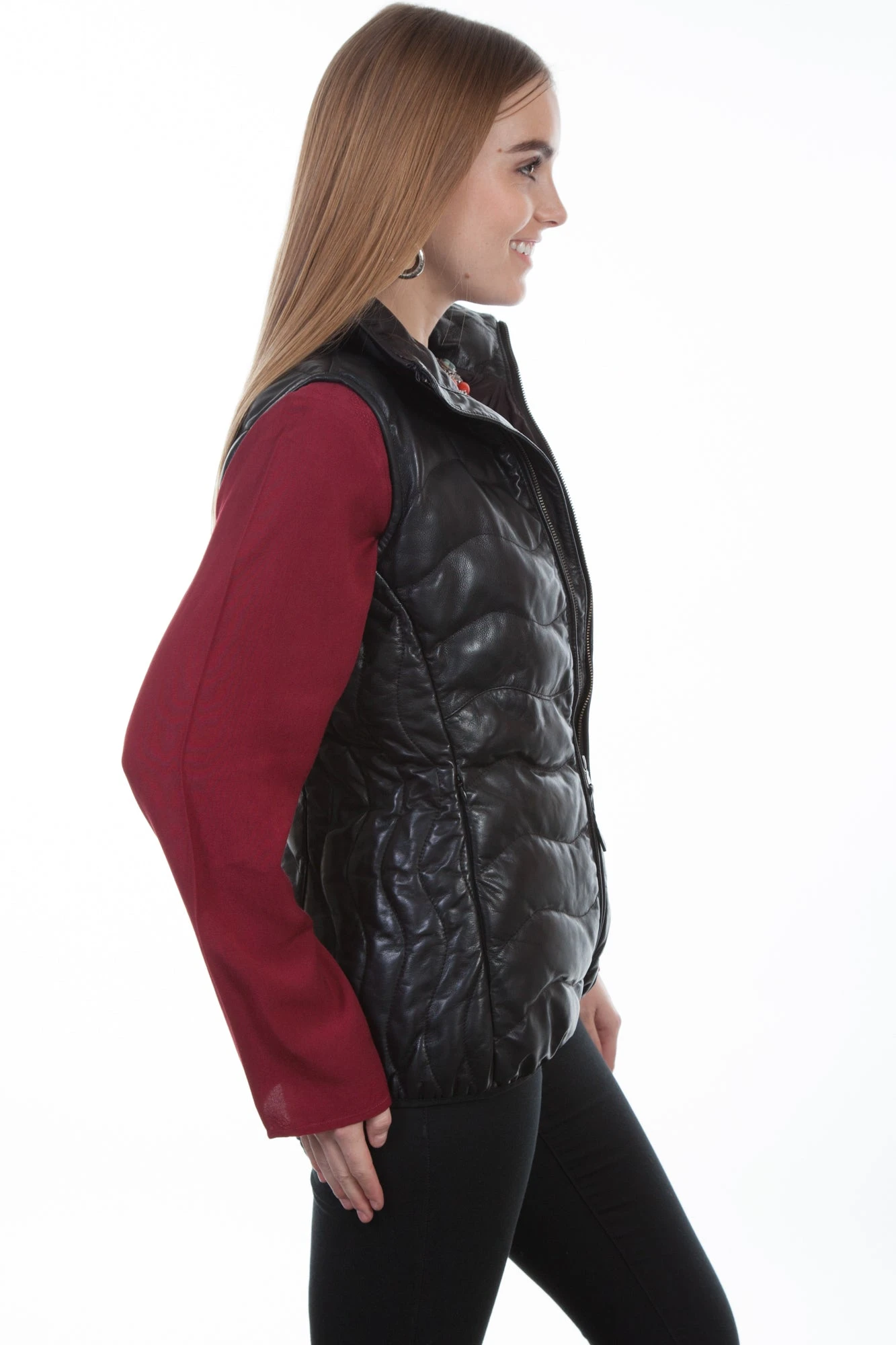 Scully Womens Black Soft Lamb Puffer Vest - Image 4