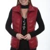Scully Womens Red Soft Lamb Puffer Vest