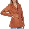 Scully Womens Cognac Lamb Leather Blazer Jacket