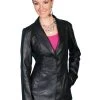Scully Leather Womens Classic Tailored Two Button Lamb Blazer Black