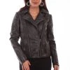 Scully Womens Black Leather Motorcycle Quilted Jacket
