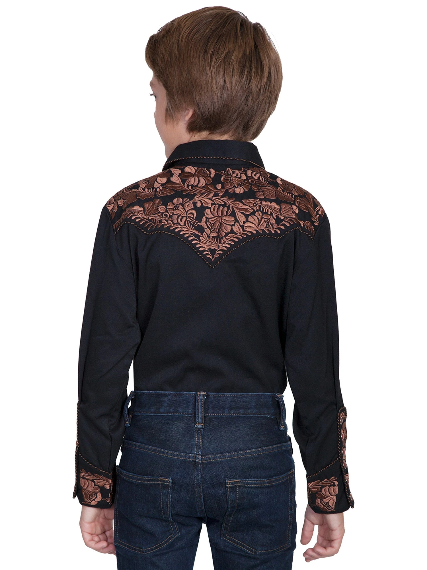 Scully Kids Boys Black Poly/Rayon Tooled Jacket - Image 3