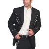 Scully Mens Black Polyester Western Piping Blazer