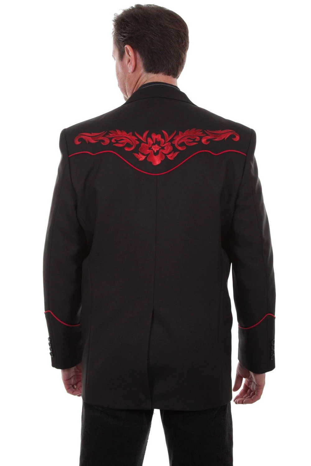Scully Mens Crimson Polyester Floral Tonal Blazer - Image 2