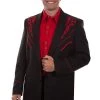 Scully Mens Black/Crimson Polyester Floral Blazer