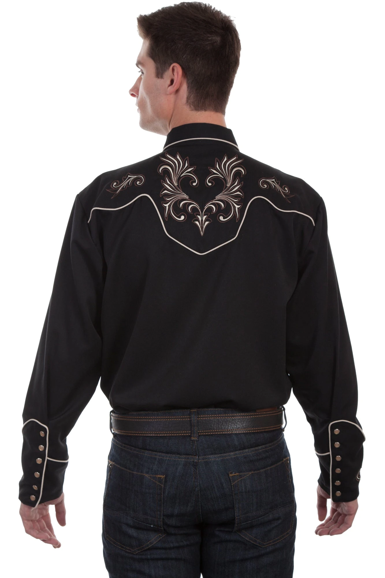 Scully Mens Black Poly/Rayon Scroll L/S Shirt - Image 2