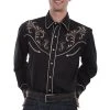 Scully Mens Black Poly/Rayon Scroll L/S Shirt