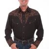 Scully Mens Black Poly/Rayon Tribull L/S Shirt