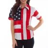 Scully Womens Red 100% Cotton Flag S/S Shirt