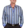 Scully Mens Sky 100% Cotton Stripe L/S Shirt