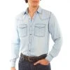 Scully Mens Light Blue 100% Tencel Western L/S Shirt