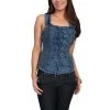 Scully Cantina Womens Dark Blue 100% Cotton Shirred Lace Up Tank Top