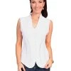 Scully Cantina Womens White 100% Cotton Sleeveless Soutache Blouse
