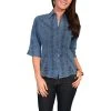 Scully Cantina Womens Dark Blue 100% Cotton 3/4S Floral Vine Blouse
