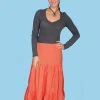 Scully Womens Orange 100% Cotton 3 Tier Skirt