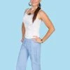 Scully Womens Powder Blue 100% Cotton Drawstring Capri Pants
