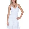 Scully Womens White 100% Cotton Crochet S/L Dress