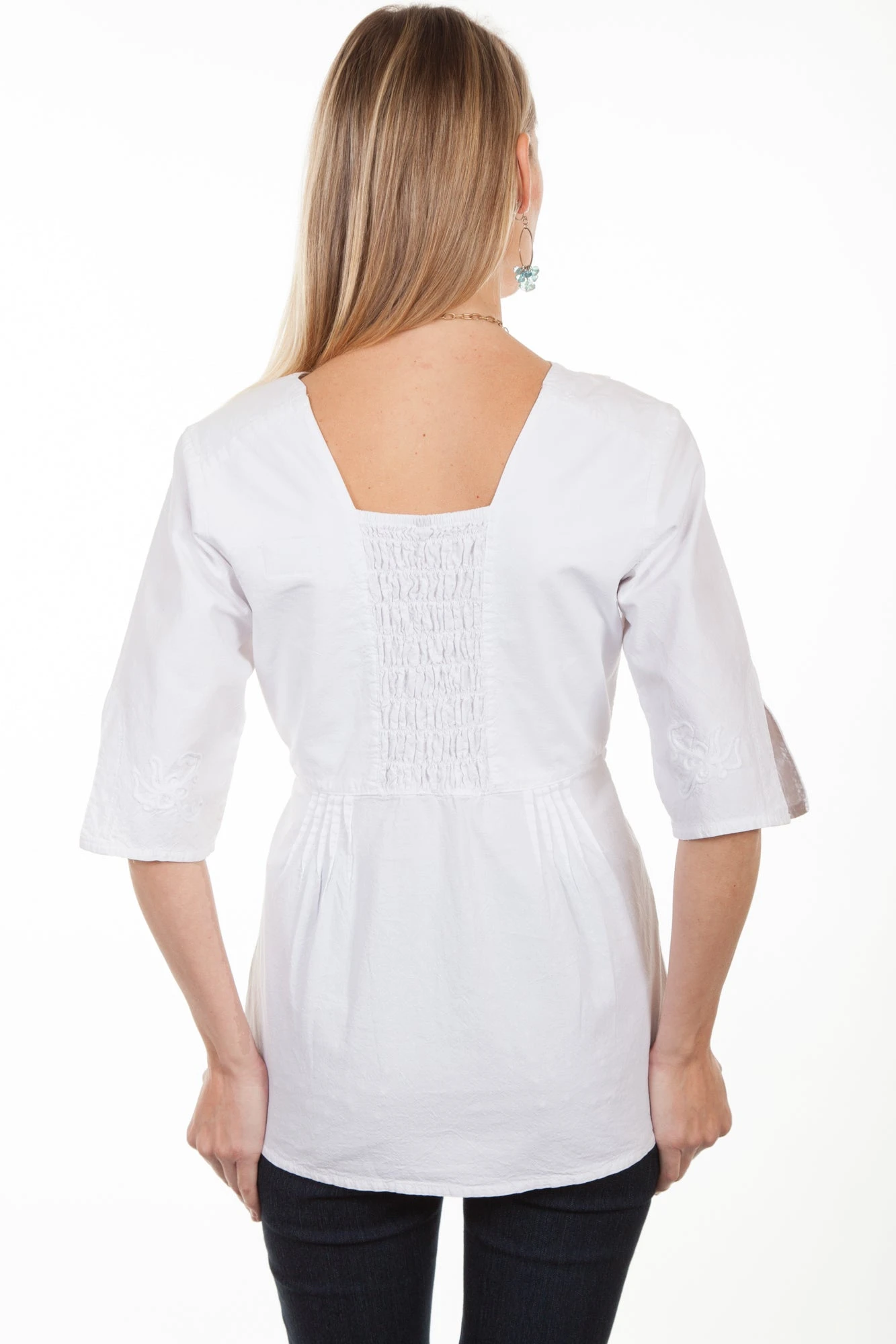 Scully Womens White Silk Blend Lace S/S Blouse - Image 3