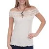 Scully Womens Natural 100% Cotton Crochet S/S Tunic