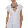 Scully Womens White 100% Cotton V-Neck S/S Tunic
