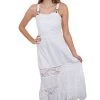 Scully Womens White 100% Cotton Front Pocket S/L Dress