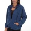 Scully Womens Dark Blue 100% Cotton Zip Front Hoodie