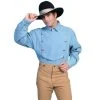 Scully Men's RangeWear Bib Front Shirt - Light Blue