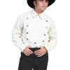 Scully RangeWear Mens Natural 100% Cotton Concho L/S Western Bib Shirt