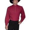 Scully RangeWear Mens Burgundy 100% Cotton Tombstone L/S Western Shirt