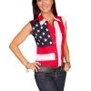 Scully RangeWear Womens Red 100% Cotton Flag Sleeveless Western Shirt
