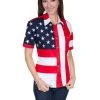 Scully RangeWear Womens Red 100% Cotton American Flag S/S Western Shirt