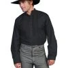 Scully RangeWear Mens Black 100% Cotton Gambler L/S Western Shirt