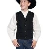 Scully RangeWear Boys Black 100% Cotton Notched Lapel Canvas Vest