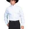 Scully RangeWear Mens White 100% Cotton Striped Bib L/S Formal Western Shirt