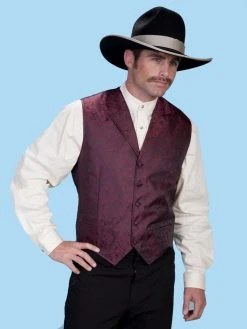 Scully Men's Rangewear Paisley Vest - Burgundy