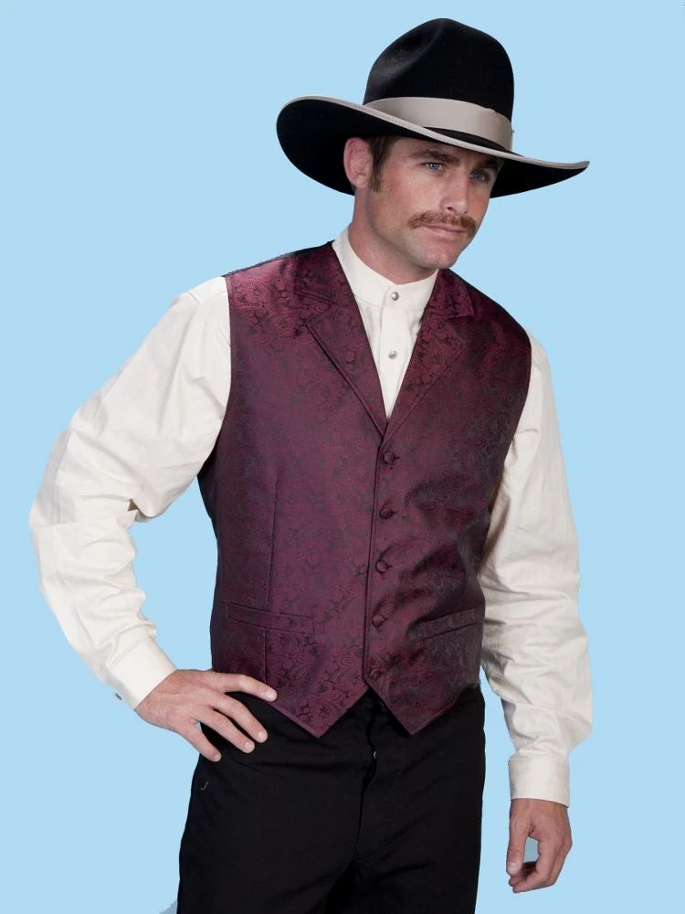 Scully Men's Rangewear Paisley Vest - Burgundy