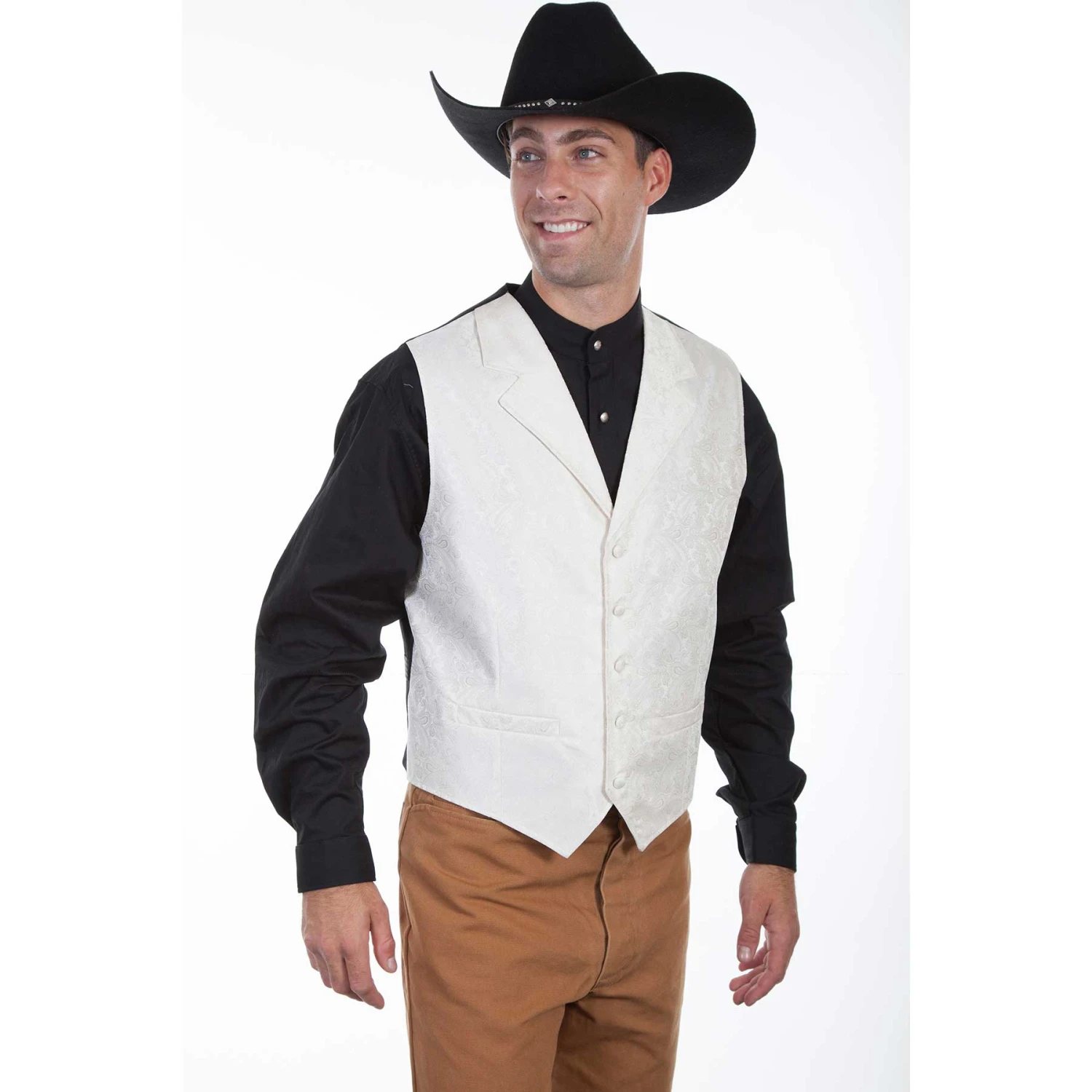 Scully Men's Rangewear Paisley Vest - Cream - Image 2