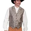 Scully Rangewear Mens Taupe Polyester Paisley Old West Big Vest