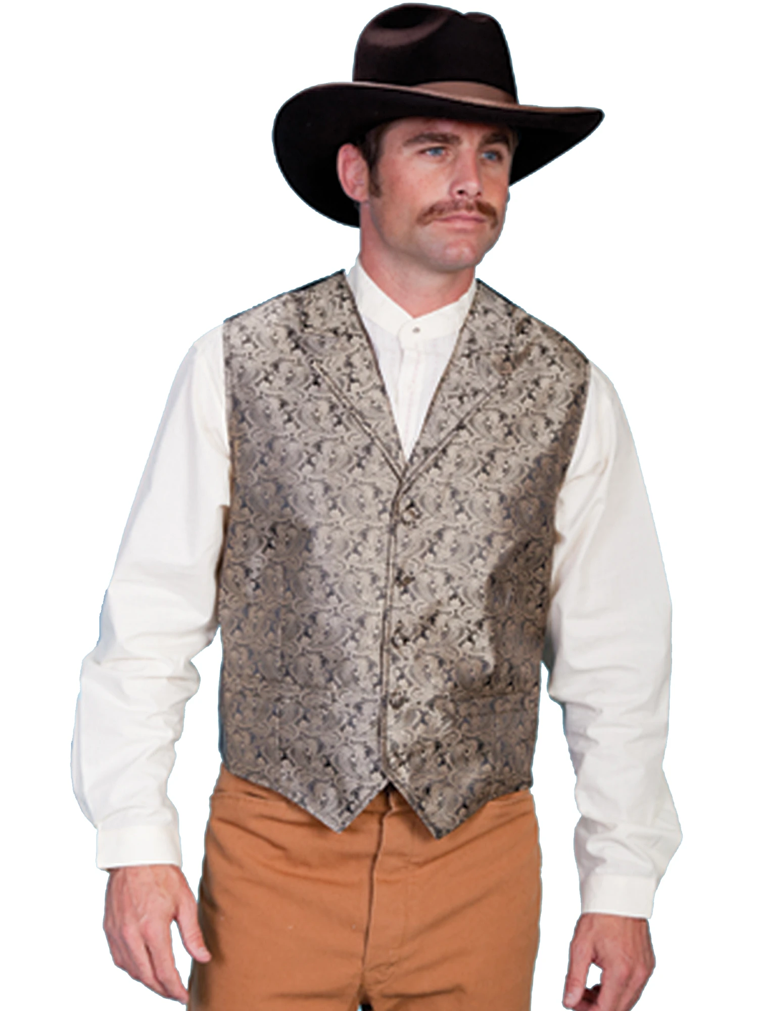 Scully Men's Rangewear Paisley Vest - Taupe