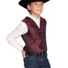 Scully Rangewear Boys Burgundy Polyester Paisley Dress Vest