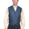 Scully Rangewear Mens Blue Polyester Paisley Old Time Vest
