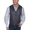 Scully Mens Black Polyester Pinstripe Vest