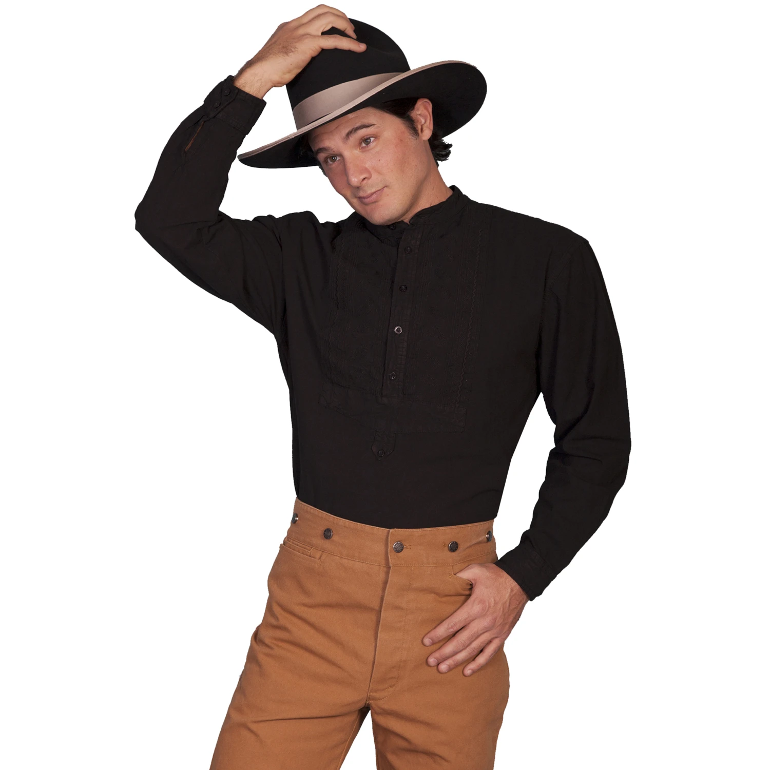 Scully Men's RangeWear Paisley Inset Bib Shirt - Black