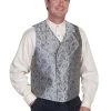 Scully Rangewear Mens Grey Polyester Paisley Scroll Double Breasted Vest