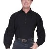 Scully Rangewear Mens Black 100% Cotton L/S Dealer Western Bib Shirt