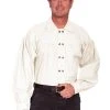 Scully Rangewear Mens Ivory 100% Cotton L/S Pleated Old West Shirt