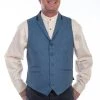 Scully Mens Blue Polyester Herringbone Point Vest