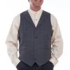 Scully Mens Charcoal Poly/Rayon Plaid Point Vest